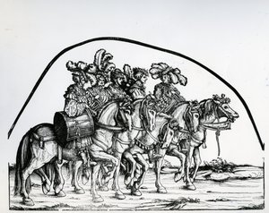 Un grupo de tamborileros, del desfile triunfal del emperador Maximiliano I, c.1517